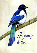 Bonjour color&eacute; avec un oiseau pensif